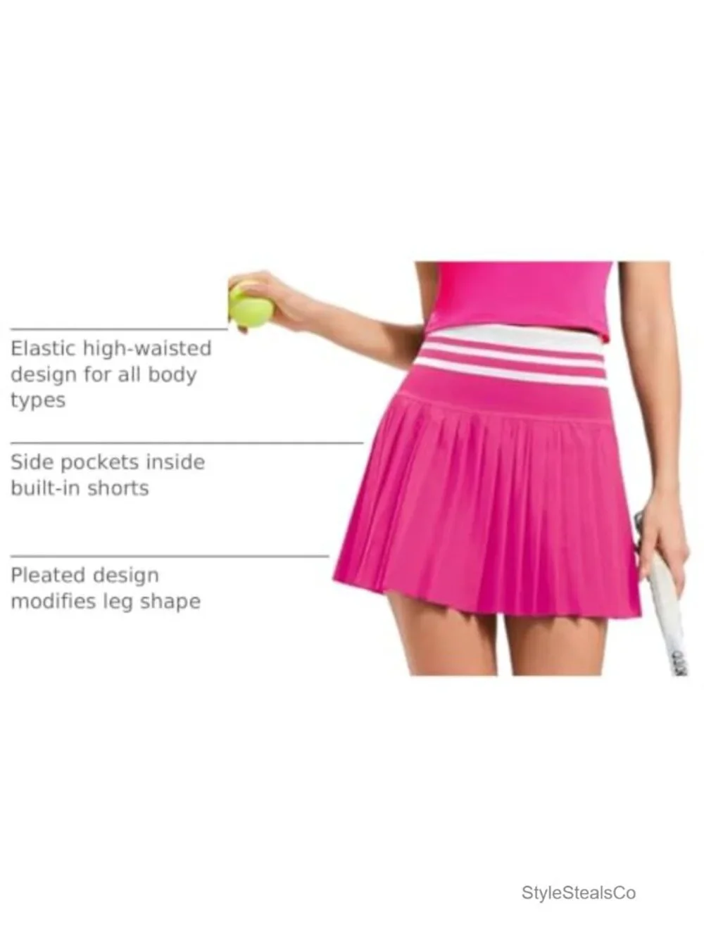 Two Piece Tennis Skirt Set High Waisted Pleated Athletic Golf Skort with Pockets